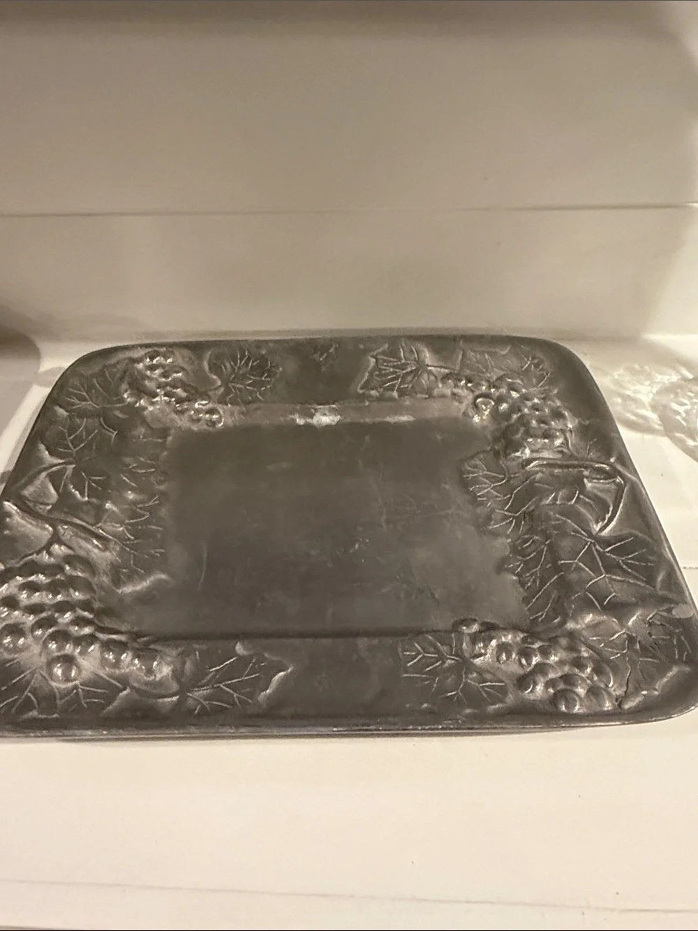 Classic Pewter Decorative Serving Tray - Gray